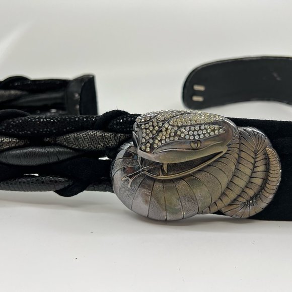 Vintage XL Suzi Roher Rhinestone Studded Metalcasted Rattlesnake Belt main image 6